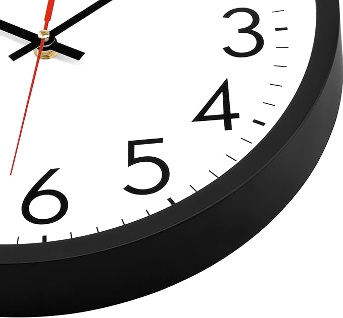 Lumuasky Wall Clock, Silent Non-Ticking 12 Inch Quartz Battery Operated Round Analog Wall Clock for Classroom,School, Office, Living Room, Bedroom,Kitchen