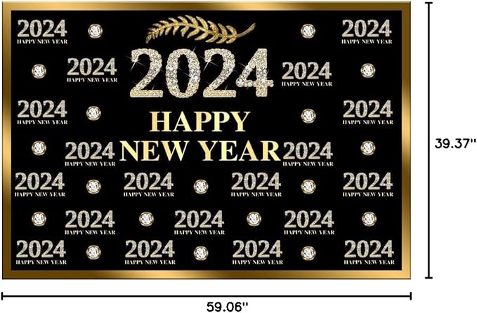Leyiyi 5x3ft 2026 Happy New Year Backdrop Sparkling Diamond Black and Gold Photography Background Step and Repeat Diamond 2026 Photo Backdrop New Year Eve Holiday Party Photo Props