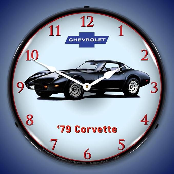 C3 1979 Corvette LED Wall Clock Illuminated not Neon