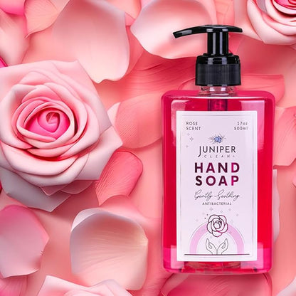 Antibacterial Hand Soap with Pump, Rose Scent, Liquid Hand Soap 17 Fl Oz (Pack of 6)