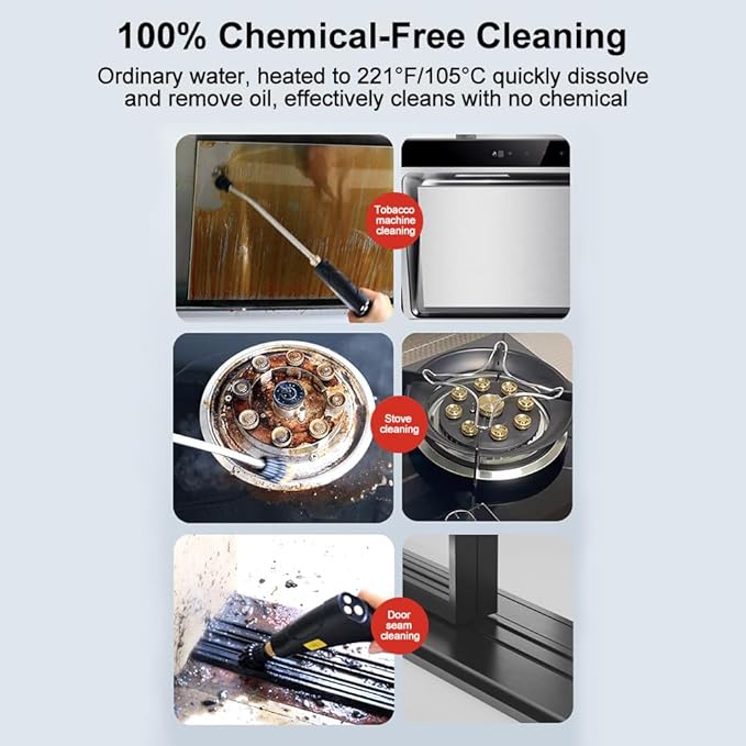 Steam Cleaner, 6-Levels Adjustable Switch Handle, 15s Heat-Up, 1.2L Tank, Steamer for Cleaning with 8 Pcs Accessories, Steam Cleaner for Home for Dirt, Grease, Grout, Tile,Floor,Couch and Car