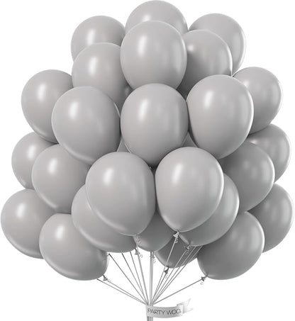PartyWoo Gray Balloons, 50 pcs 12 Inch Matte Gray Balloons, Grey Balloons for Balloon Garland or Balloon Arch as Birthday Party Decorations, Wedding Decorations, Baby Shower Decorations, Gray-Y71