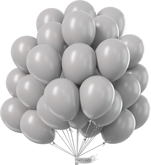 PartyWoo Gray Balloons, 50 pcs 12 Inch Matte Gray Balloons, Grey Balloons for Balloon Garland or Balloon Arch as Birthday Party Decorations, Wedding Decorations, Baby Shower Decorations, Gray-Y71