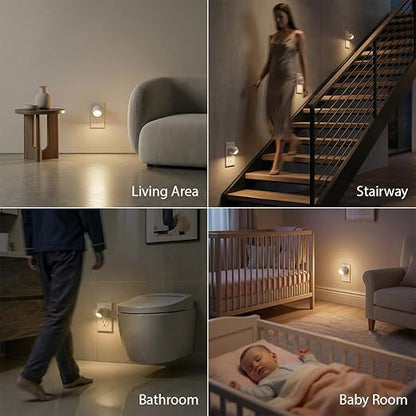 Mini LED Night Light Plug-in Smart Sensor Directional Lamp with 360° Rotating Head Auto Dusk to Dawn Lighting Energy Saving Pet Friendly Wall Light
