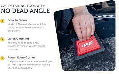 7 Steps - Mini Pet Hair Lint Fur Remover Detailer - Dog Cat Hair Remover - Auto Detailing Car Carpet Couch Furniture