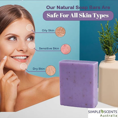 Lavender with Flowers Scented Natural Soap Bars (5 Bars), 3.5oz Moisturizing French Triple Milled Soap Bars Enriched with Shea Butter - Pure Plant Oil Bath & Body