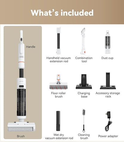 JONR ED20 Pro 4-in-1 Cordless Wet Dry Vacuum Cleaner, 17000 Pa Vacuum Suction Power, Self-Cleaning and Automatic Drying with One Click, Intelligent Voice Reminder