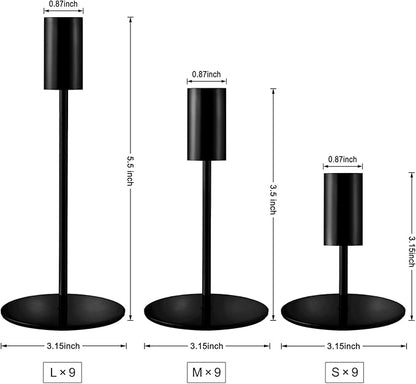 Matte Black Taper Candlestick Holders,Taper Candle Holders Set of 27,Metal Taper Candle Sticks Stand Holders,Modern Decorative Candle Holders for Wedding Certerpieces,Festive, Mantel,Home,Party