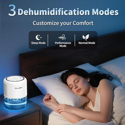 44oz(1.3L) Small Dehumidifier for Home, Auto-Off Quiet Portable Dehumidifier with 3 Modes, 10 Color Lights, 4 Timer Settings for Bedroom Bathroom Closet (215 sq.ft)