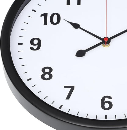 LEIKE Metal Wall Clock 14IN Black, Retro Silent Quartz Battery Operated, Decorative for Patio, Kitchen, Living Room, Bedroom, Pool