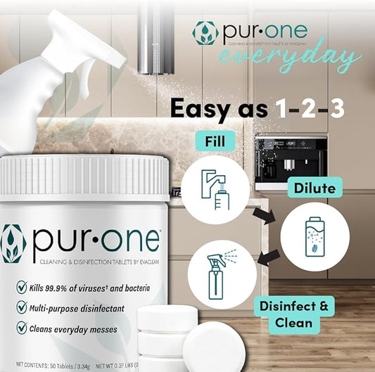 EveryDay 3.3g All Purpose Disinfecting & Cleaning Tablets, Advanced Formula, Effective on Stains, Mildew & Bacteria, Ideal for Toilet Bowl Cleaning Inside & Outside, Bleach-Free, Neutral pH