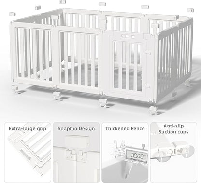 Clear Dog Play Pen,Pet Playpen with Door,Easy to Clean and Install Puppy pens for Both Indoor and Outdoor use (White, 30.3" Height, 10PCS)