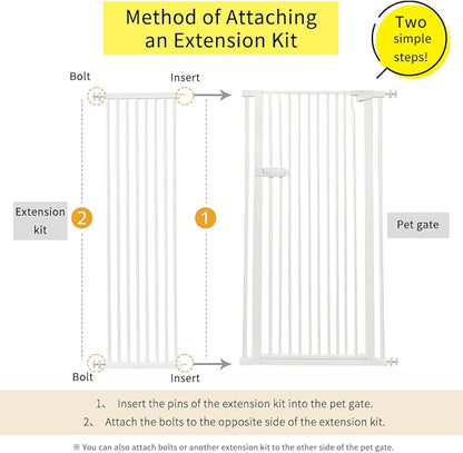 Lumizone Extra Tall Cat Gate Extension Kit 55.12" High Pressure Mounted 2025 New 16.73" Extra Wide 1.37" Gap No Drilling Tall Pet Gate for Dogs (White, 55.12" H x 16.73" W, Extension)
