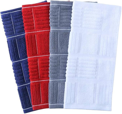 Glynniss Kitchen Dish Cloths for Washing Dishes, Cotton Dish Rags for Drying Cleaning, Pack of 8 Dishcloths (Navy Blue, 12x12 inches)