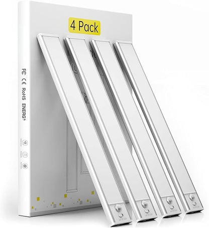Under Cabinet Lights, Motion Sensor Magnetic LED Light, 12 inch 1500mAh Rechargeable Battery Dimmable Lights with 3 Color Temps, Indoor Wireless Lighting for Kitchen, Closet, Pantry, Counter, 4 Pack