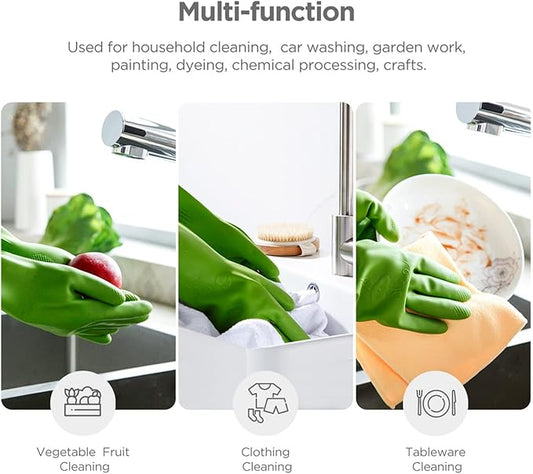 Rubber dishwashing gloves 3 or 6 Pairs for kitchen,Cleaning washing dish gloves long for household reuseable durable.