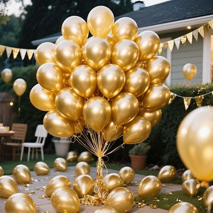 300 Pcs Gold Metallic Chrome Balloons 12 inch Gold Helium Party Balloon for Wedding Baby Shower Christmas Birthday Party Decoration