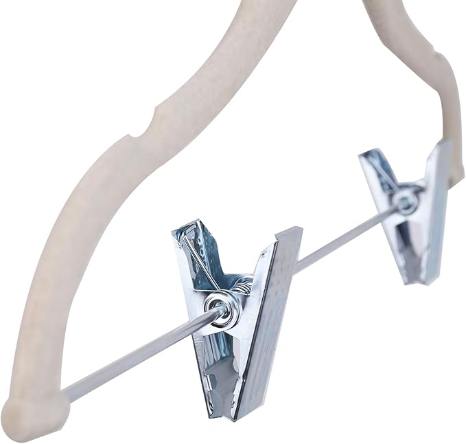 Tosnail 30 Pack Kids Velvet Hangers Children's Clothes Hangers Baby Hangers with Clips - Cream