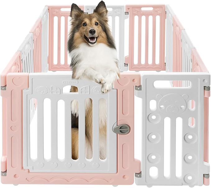 Dog Playpen with Door, 13 Panels Freestanding Pet Safety Fence, Removable & Stackable Pet Safety Fence or Small Dogs and Cats 53.54x40.55x25.6 in
