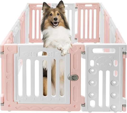 Dog Playpen with Door, 13 Panels Freestanding Pet Safety Fence, Removable & Stackable Pet Safety Fence or Small Dogs and Cats 53.54x40.55x25.6 in