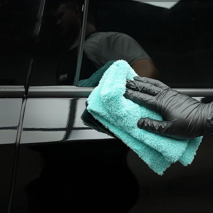 SPTA Microfiber Drying Towel Car Wash Drying Towel, 6 Pack Super Plush Edgeless Car Wash Towels for Auto Detailing, 16.1x17.7 in, 420GSM, Teal Blue-MT039
