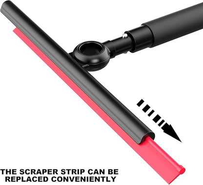 Shower Squeegee for Glass Doors, Window Squeegee for Home,Squeegee with Telescopic Extension Pole,Professional Window Cleaning Tool, Black, for Mirror, Glass, Ceramic Tile