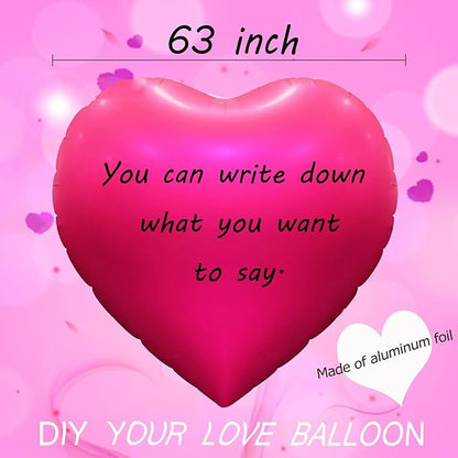 63 Inch Giant Heart Balloon,Jumbo Huge Heart-shaped Balloon for Mother‘s Day Valentine's Day Wedding Engagement Birthday Anniversary Decorations