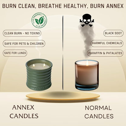 Scented Luxury Candles in Handmade Ceramic Jars, Soy Wax | Woody Wood – Oud & Agarwood, Large Candle | Non Toxic, 2 Wicks, Reusable Big Olive Green Jar | Natural Spring Aromatherapy for Women & Men