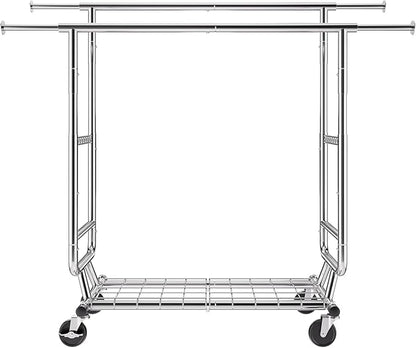 VEVOR Clothes Rack, Rolling Clothing Garment Rack, Extendable Carbon Steel Clothing Racks with Wheels for Bedroom, Laundry, Living Room