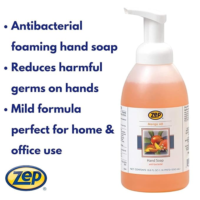 Zep Mango Foaming Antibacterial Hand Soap 550ML Case of 6 - Gentle on skin (333801)