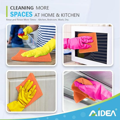 AIDEA Microfiber Cleaning Cloth-12PK, Soft Microfiber Towels for Cars, Absorbent Cleaning Rags, Lint-Free Streak-Free Wash Cloths for House, Kitchen, Window(12in.x12in), Orange