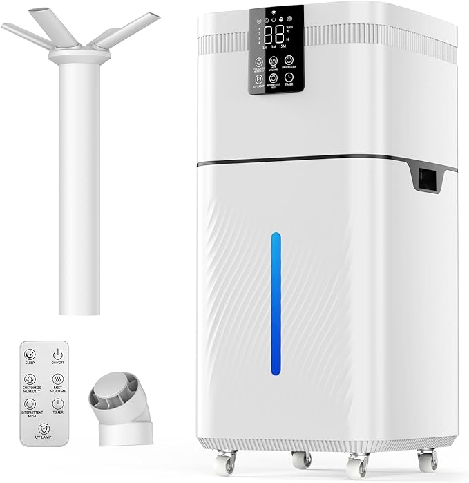 30L/7.93Gal Commercial Humidifier for Large Room up to 4200 sq ft, 3000mL/H Spray Output Whole House Humidifier with Precision Sensor, Top Fill, 360° Nozzle for Home, Office, Plants, Warehouse