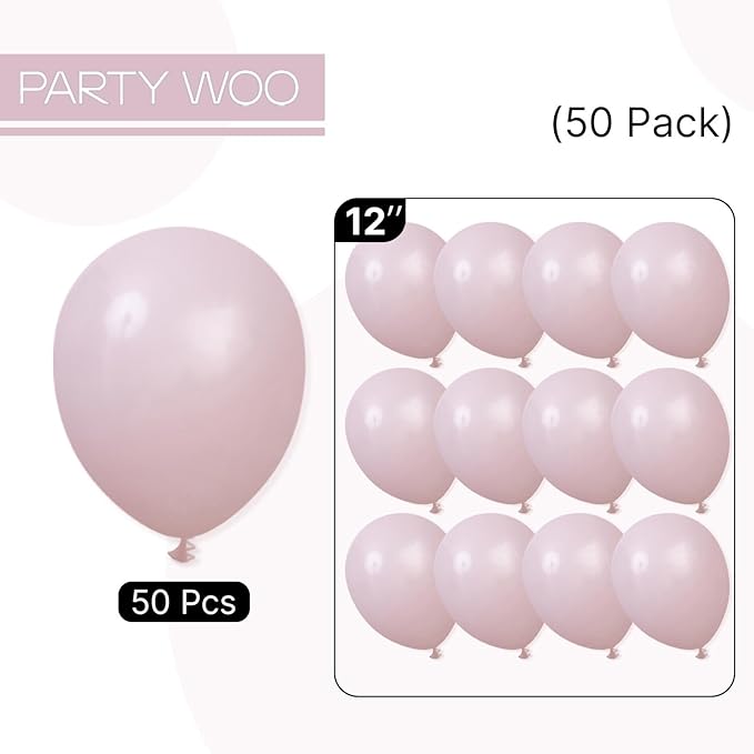 PartyWoo Dusty Pink Balloons 50 pcs 12 Inch Blush Pink Balloons for Graduation Baby Shower Gender Reveal Bachelorette Graduation Wedding Anniversaries Birthday Party Decorations Pink-F54