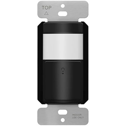 TOPGREENER PIR Motion Sensor Light Switch, Occupancy & Vacancy Motion Sensor Switch, 𝐎𝐩𝐞𝐫𝐚𝐛𝐥𝐞 𝐖𝐢𝐭𝐡𝐨𝐮𝐭 𝐆𝐫𝐨𝐮𝐧𝐝 𝐖𝐢𝐫𝐞, No Neutral Wire, Single Pole, TDOS5-HL-BK, Black