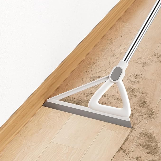 Household Broom with Dustpan, Magic Silicone Broom, Magic Broom with Extra-Long Adjustable Aluminum Handle for Floor, Glass, and Tile (White M1) (M1)