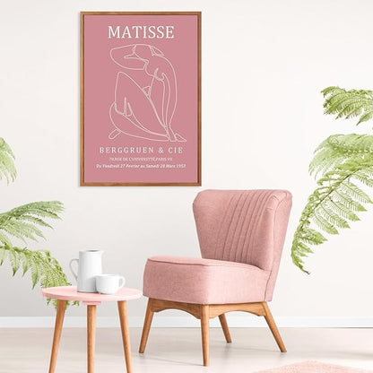 HLNIUC Matisse Pink Framed Wall Art Set,Neutral Pink Flower Canvas Wall Decor Set of 3(24”x36’) Modern Aesthetic Pictures Painting,Abstract Floral Market Art Print for Living Room Bedroom Office