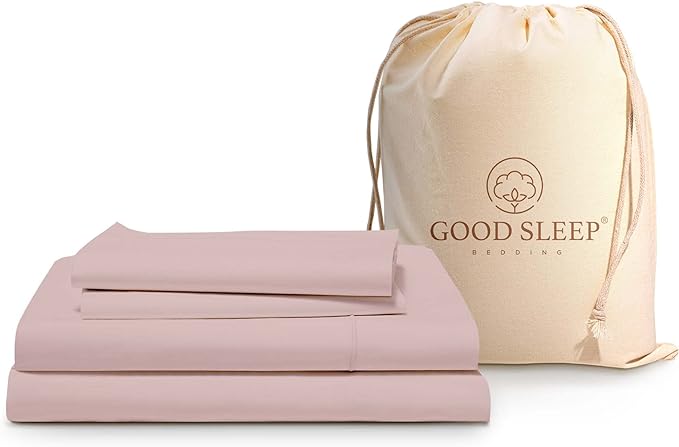 GOOD SLEEP BEDDING King Size Sheets Set - 4 Pc, 100% Egyptian Cotton Sheets, 1000 Threadcount 16" Deep Pocket King Sheets, Soft & Breathable, Hotel Style King Sheet Set with Pillow Covers - Blush Pink