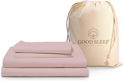 GOOD SLEEP BEDDING King Size Sheets Set - 4 Pc, 100% Egyptian Cotton Sheets, 1000 Threadcount 16" Deep Pocket King Sheets, Soft & Breathable, Hotel Style King Sheet Set with Pillow Covers - Blush Pink