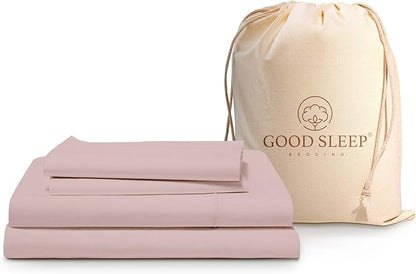 Good Sleep Bedding Full Size Bed Sheets - 100% Egyptian Cotton Sheets Full Size Bed, 4Pc, 1000 TC, Full Sheet Set, Luxury Sateen Weave, Soft, 16" Deep Pocket Full Size Sheets Set - Blush Sheets Full