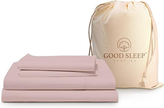 GOOD SLEEP BEDDING California King Sheet Sets - 100% Egyptian Cotton Sheets California King Size, 4Pc, 1000 TC, Cal King Sheet Set, Soft Sateen Weave, 16" Deep Pocket California King Sheet Set - Blush