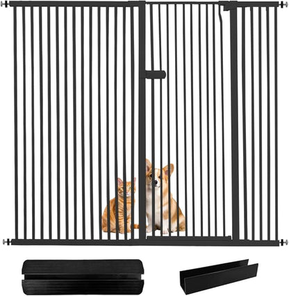 Lumizone Extra Tall Cat Gate 55.12" High Pressure Mounted Extra Wide 2025 New (17 Sizes) 1.37" Gap No Drilling Auto-Close One-Handed Operation Tall Pet Gate for Dogs(Black, 55.12" H x 67.72"-71.84" W)