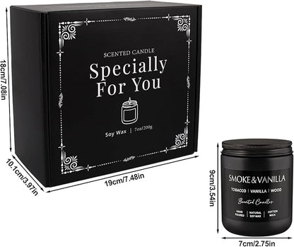 Scented Candles Gift Set - 4 Pack (7oz Each) Soy Wax Aromatherapy Candles with Essential Oils, Smokeless - Leather & Smoke, Vanilla Oakmoss, Lavender - Relaxing Fragrance for Home, Office, Yoga