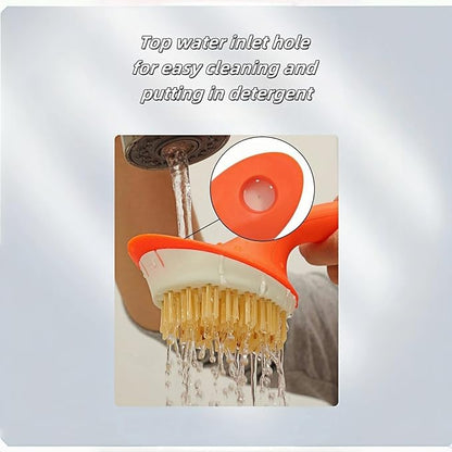 Dish Brush with Handle, Dish Scrubber Brush Set with Built-in Scraper Flush Hole Design Nylon Bristles Safe for Non-Stick & Coated Cookware,Kitchen Brushes for Dishes,Pots, Pans and Sinks (Orange)