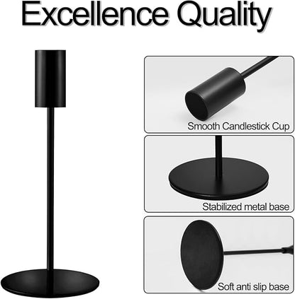 Matte Black Taper Candlestick Holders,Taper Candle Holders Set of 6,Metal Taper Candle Sticks Stand Holders,Modern Decorative Candle Holders for Wedding Certerpieces,Festive, Mantel,Home,Party