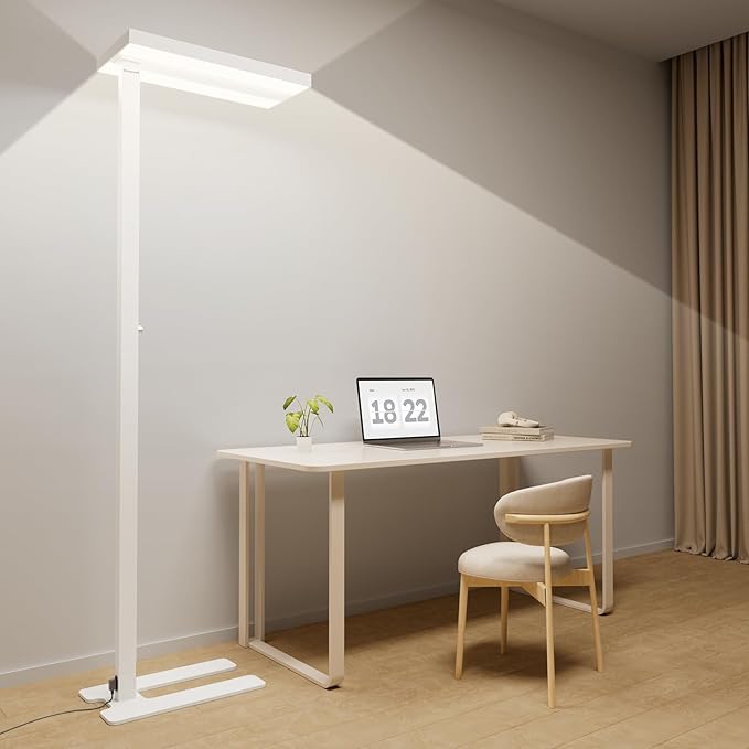 Honeywell 8000LM LED Floor Lamp, 77" Eye-Care Reading Floor Lamps for Living Room, 80W Modern Natural Daylight 4000K Dimmable Bright Stand up Lamps for Living Room for Kids Study Home Office White