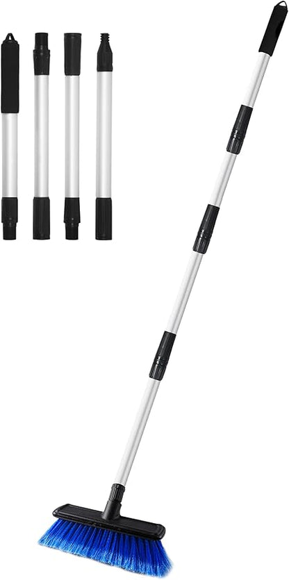 62" Car Wash Brush Mop with Long Handle, 10" Soft Bristle Scrub Scratch-Free Car Cleaning Brush Supplies Broom Kit for RV Boat Truck SUV, House Siding, Snow, Floors, Extension Aluminum Alloy