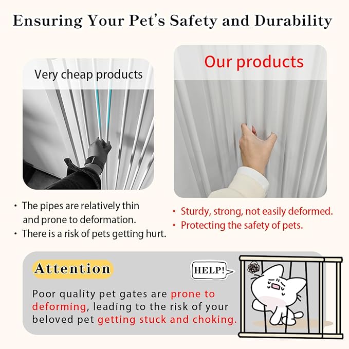 Lumizone Extra Tall Cat Gate 55.12" High Pressure Mounted Extra Wide 2025 New (17 Sizes) 1.37" Gap No Drilling Auto-Close One-Handed Operation Tall Pet Gate for Dogs(White, 55.12" H x 46.65"-50.97" W)