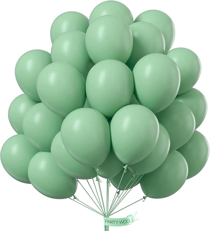 PartyWoo Dusty Green Balloons 50 pcs 12 Inch Matte Sage Olive Boho Green Eucalyptus Helium Balloons for Wedding Baby Shower Gender Reveal Birthday Graduation Jungle Safari Party Decorations Green-F35