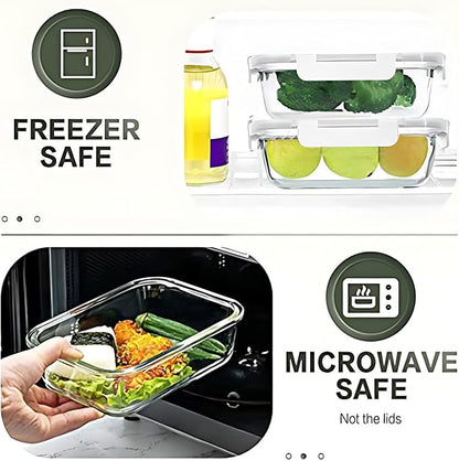 30 Pieces Glass Food Storage Containers Set, Glass Meal Prep Containers Set with Snap Locking Lids, Airtight Glass lunch Containers, Microwave, Oven, Freezer & Dishwasher,White