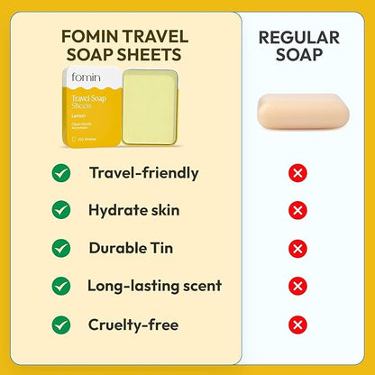 FOMIN - Antibacterial Paper Soap Sheets Tin for Traveling - (300 Sheets) Variety Pack - Portable Travel Hand Soap Sheet, Dissolvable Mini Camping Hand Soap for Hand Washing